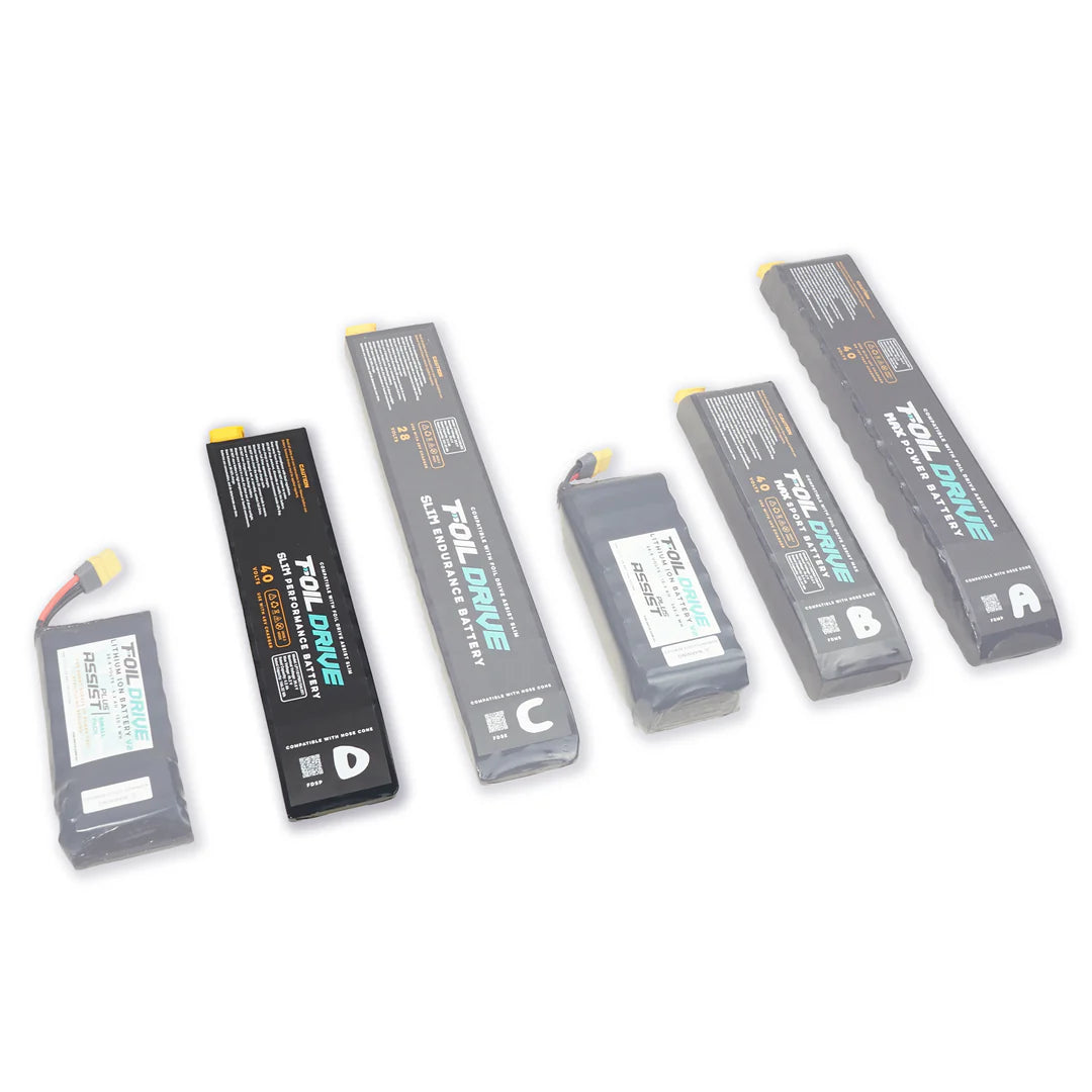 Ein sauberes Bild des foil drive Slim Performance Batterie, welches die Größe zeigt.