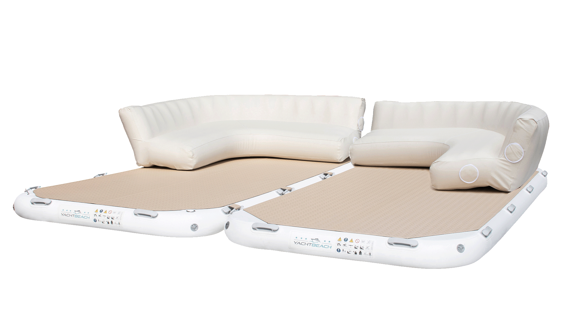 Ein sauberes Bild des Yacht Beach Air Sofas in Weiß und Beige.