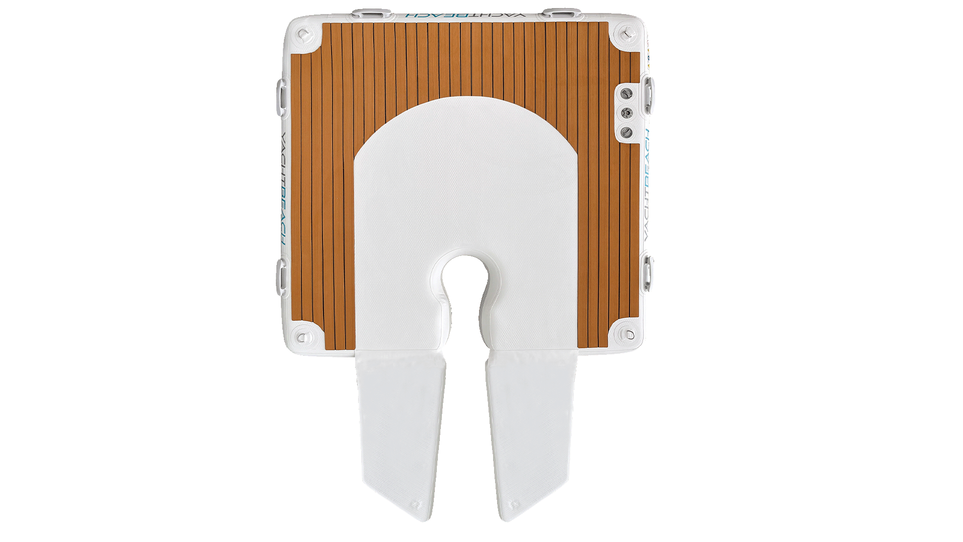 Das Yacht Beach Foil Dock in den Farben Weiß und Braun.