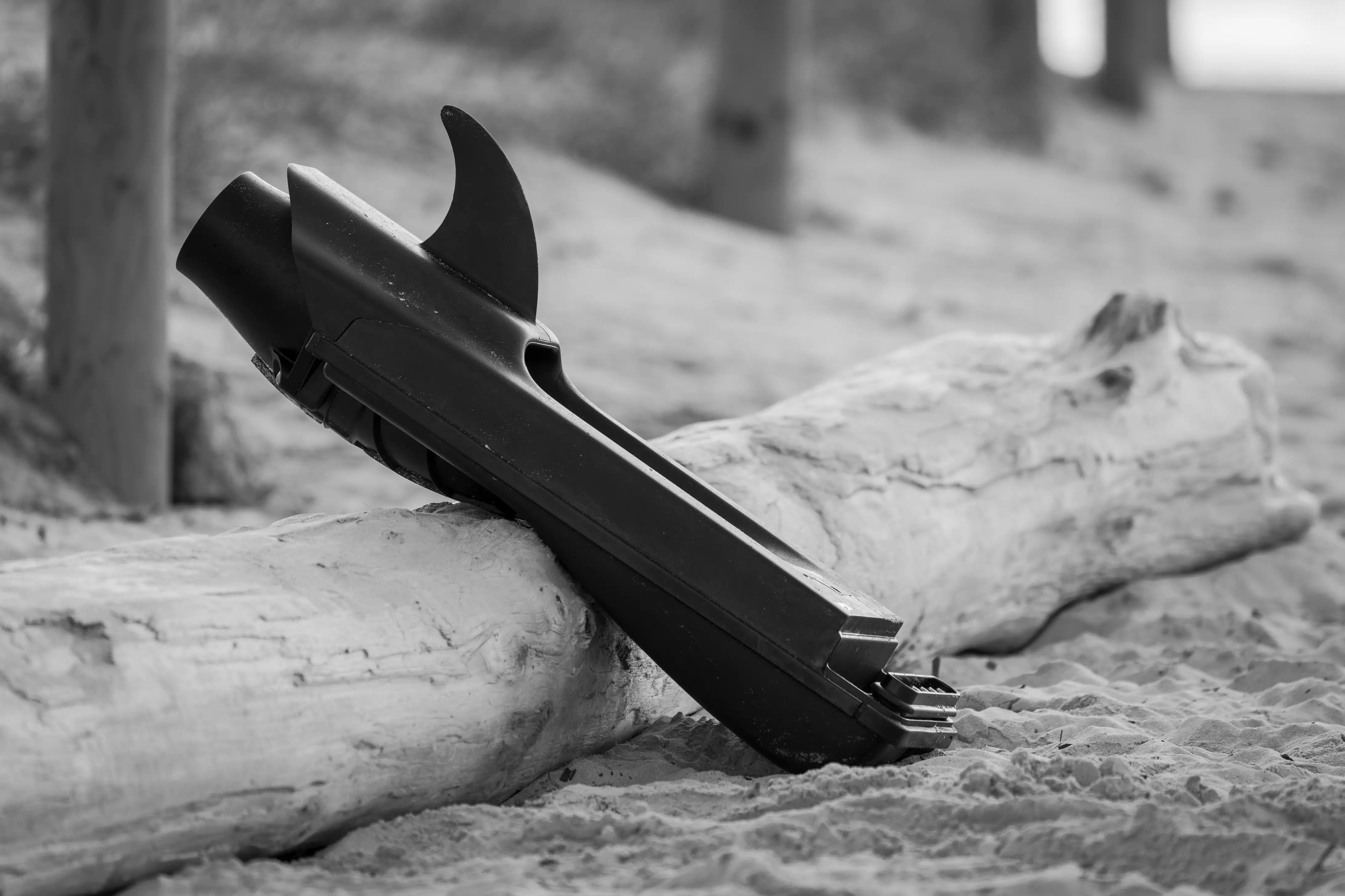 Ein Schwarz-Weiß-Bild des Motors und der Finne von Lind.