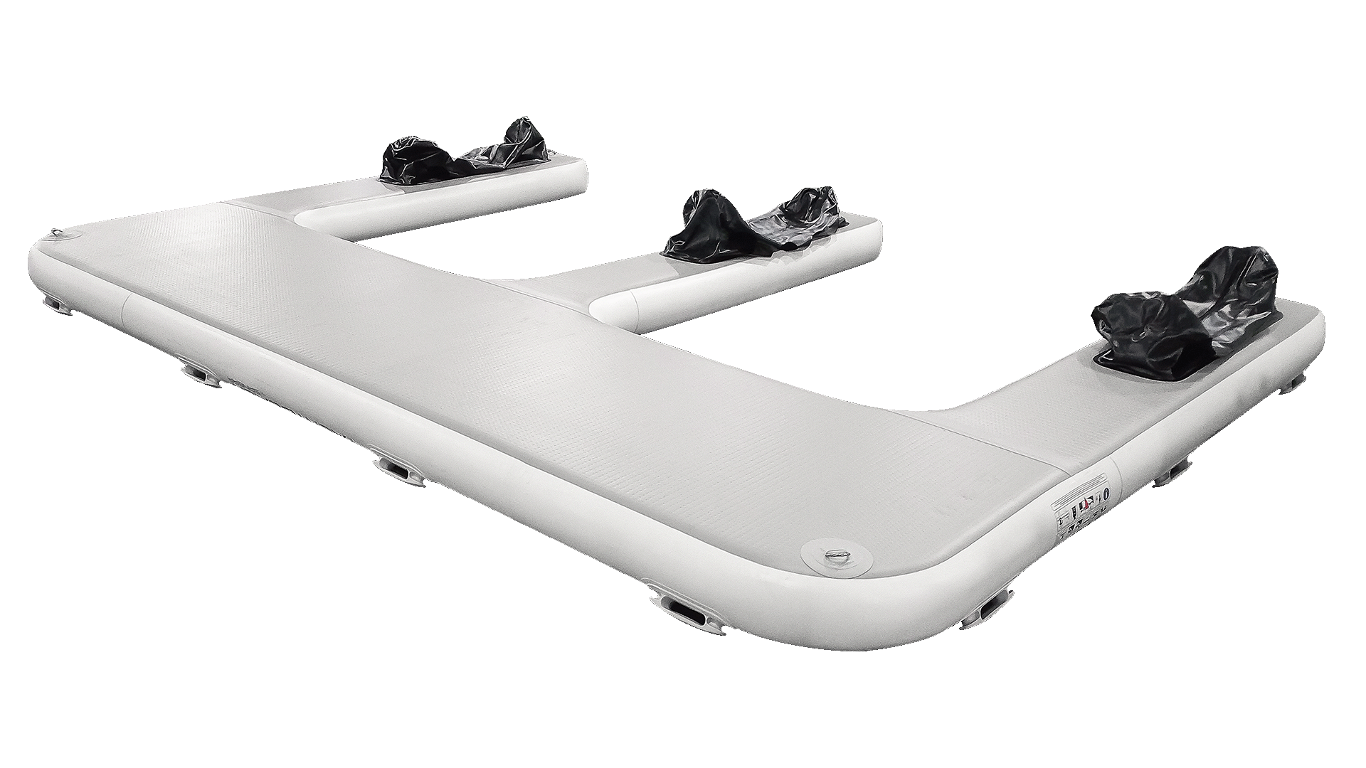 Das Bild zeigt ein Yacht Beach Jet Ski Dock von unten für zwei Jet Skis auf einem weißen Hintergrund.