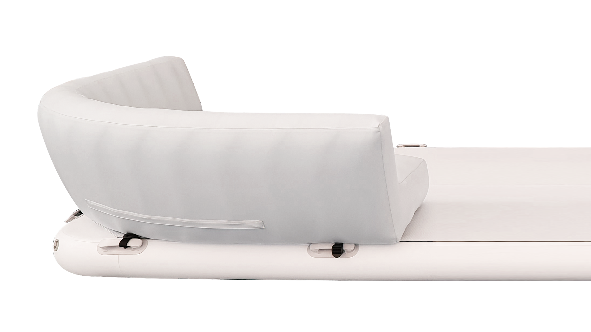 Ein sauberes Bild von hinten des Yacht Beach Air Sofas in weißen und beigen Farben.