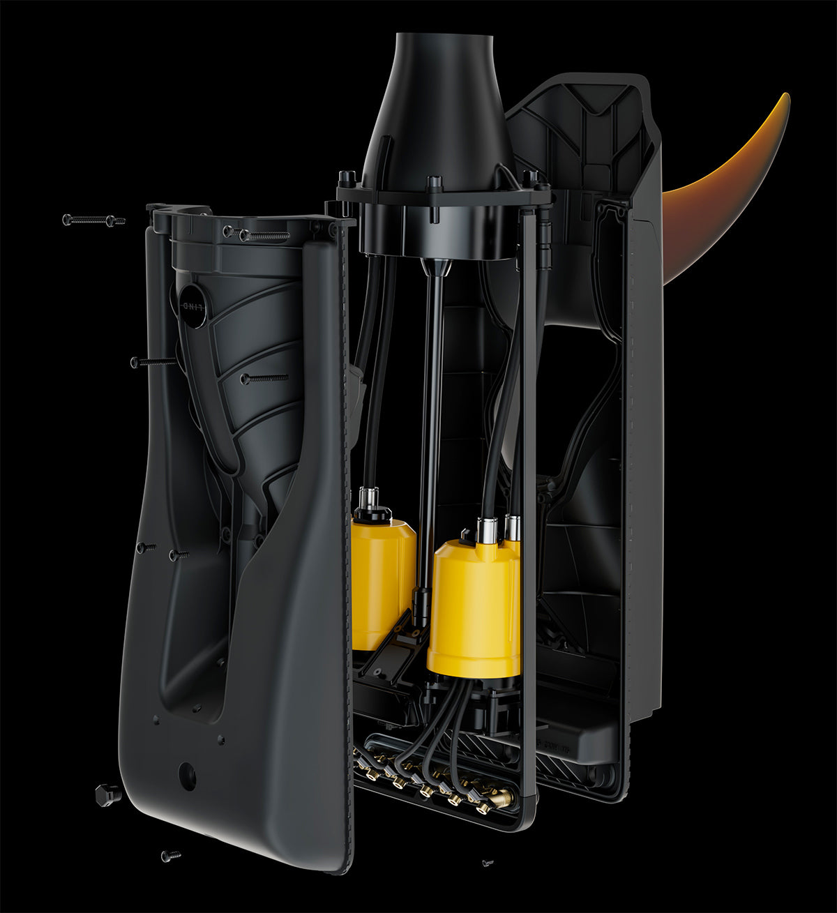 Das Innere des Motors wird gezeigt.